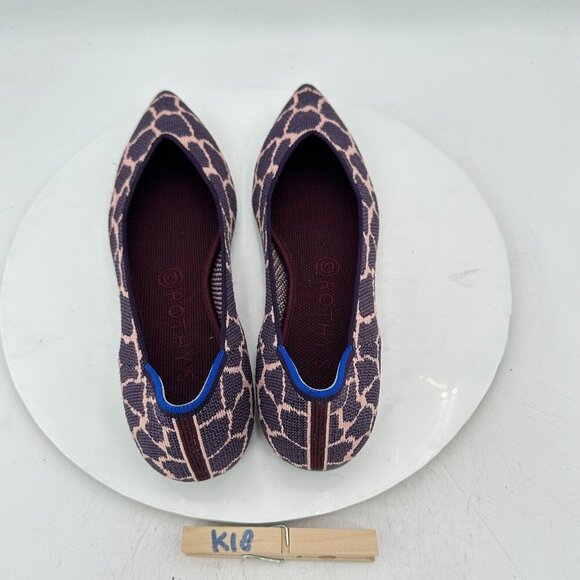 Rothys The Point Women Size 9.5 Purple Giraffe Safari Animal Print  Flat Shoes - Picture 9 of 11